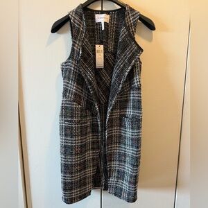 BCBGeneration Women’s Multicolor Tweed Draped Vest Size XXS Oversized Brand New